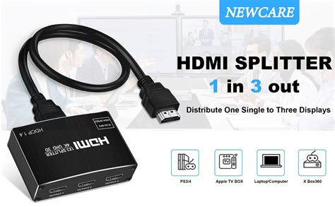 NEWCARE 4K HDMI Splitter 1 In 3 Out Aluminum 13 HDMI Splitter Support