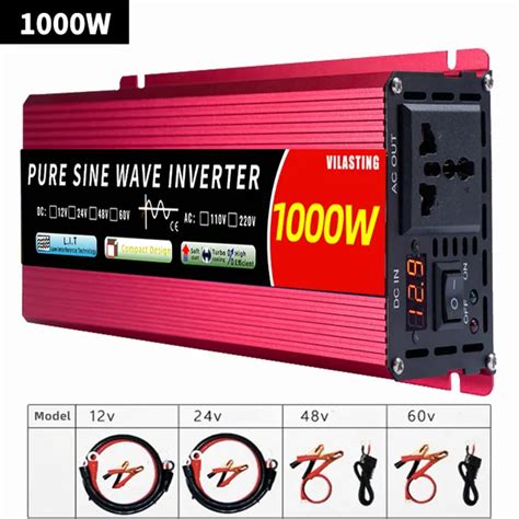 Onduleur à onde sinusoïdale Pure 12v 220v 24v 110v cc à AC 2000W 3000W