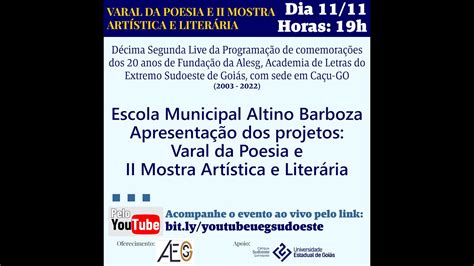 Varal da Poesia e II Mostra Artística e Literária Alesg YouTube