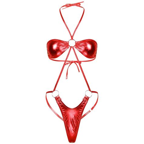 Single And Wild Shiny Metallic Tiny Bikini Shiny Fashion Lale Look