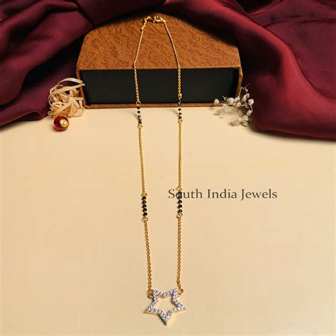 Sparkling Gold Plated Solitaire Diamond Mangalsutra South India Jewels