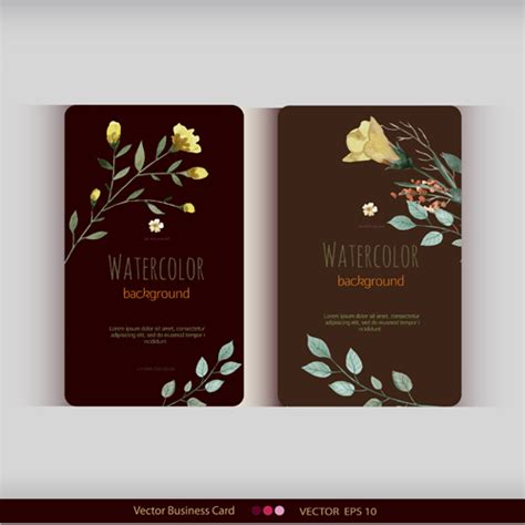 Beautiful Watercolor Flower Business Cards Vector Set Free Vector In Encapsulated Postscript Eps