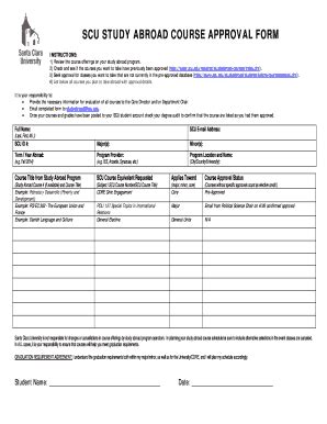 Fillable Online Scu SCU STUDY ABROAD COURSE APPROVAL FORM INSTRUCTIONS