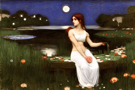 John William Waterhouse Full Flower Moon Graphic Creative Fabrica