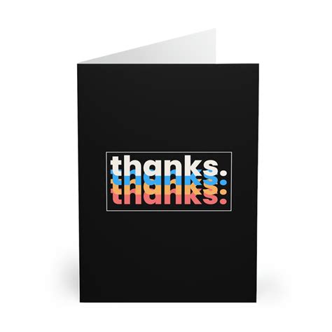 Set Of 5 Modern Thank You Cards Bold Typography And Etsy