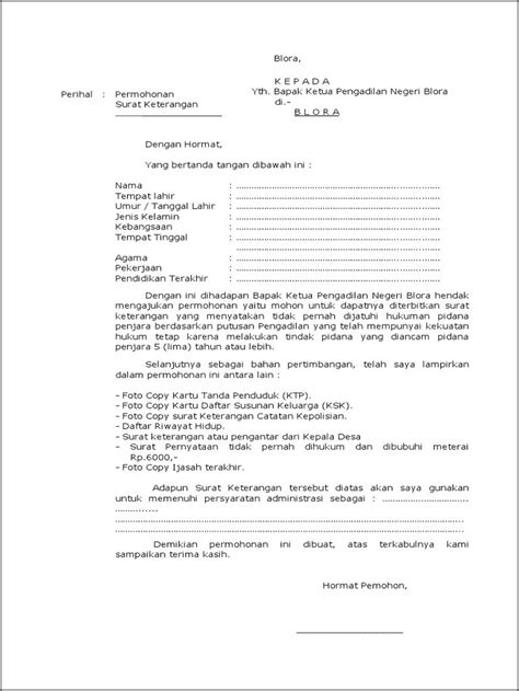 Contoh Surat Pernyataan Tidak Pernah Dijatuhi Hukuman Pidana Surat Lamaran Kerja Desain