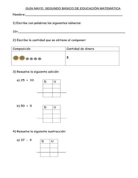 GUÍA MAYO SEGUNDO BÁSICO DE EDUCACIÓN MATEMÁTICA Nombre