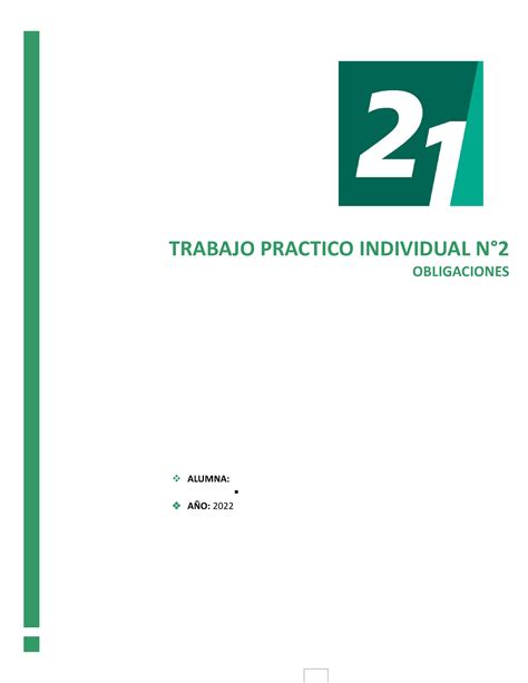 TP 2 Individual Obligaciones TRABAJO PRACTICO INDIVIDUAL N