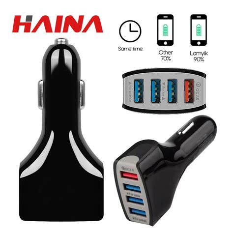 Cargador de coche USB de 4 puertos 7A carga rápida 3 0 para teléfono