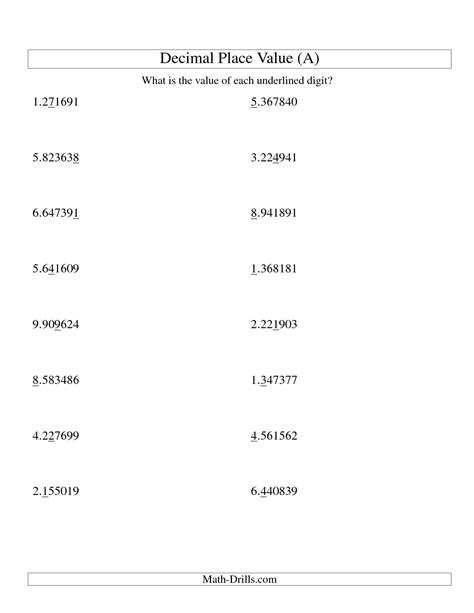 13 Best Images of Decimal Place Value Worksheets - Decimal Place Value ...