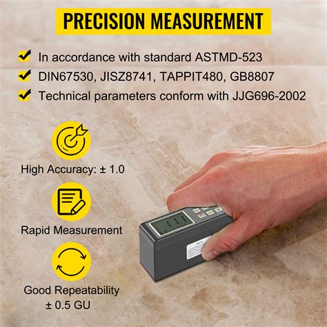 VEVOR 60 Degree Gloss Meter 0 1 To 200GU Digital Precision Glossmeter