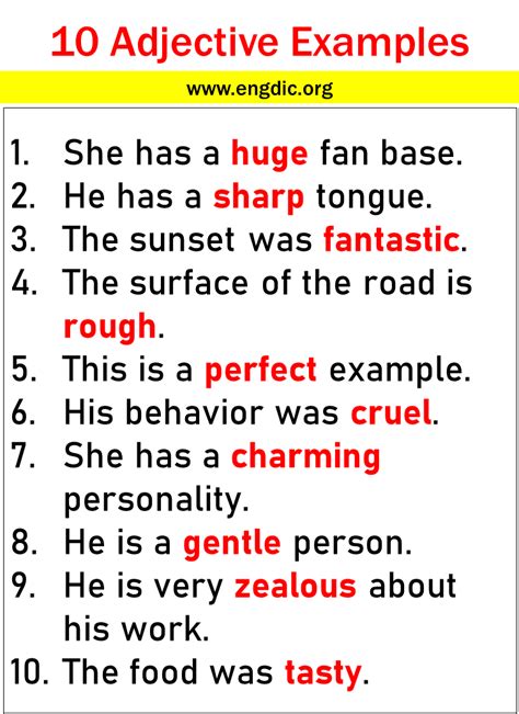 10 Examples Of Adjectives In Sentences Engdic