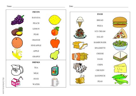 Food And Fruit Matching English Esl Worksheets Pdf Doc