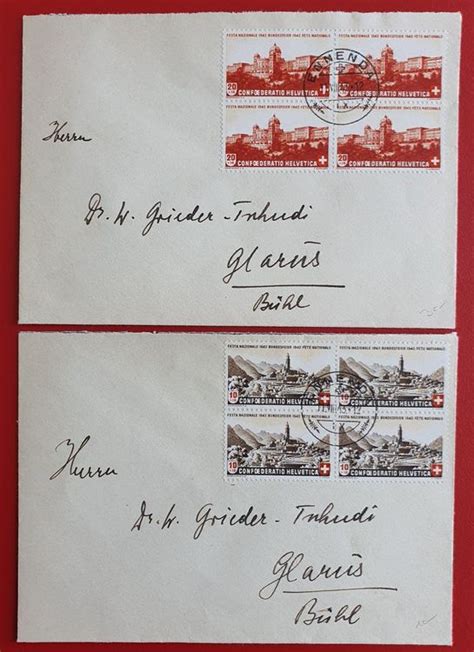 Pro Patria Viererblock Vollstempel Ennenda Glarus Kaufen