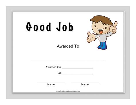 Good Job Certificate Template - Boy - Fill Out, Sign Online and ...