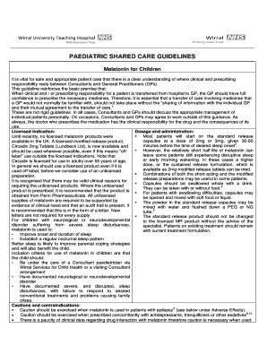 Fillable Online Wirral Nhs PAEDIATRIC SHARED CARE GUIDELINES NHS