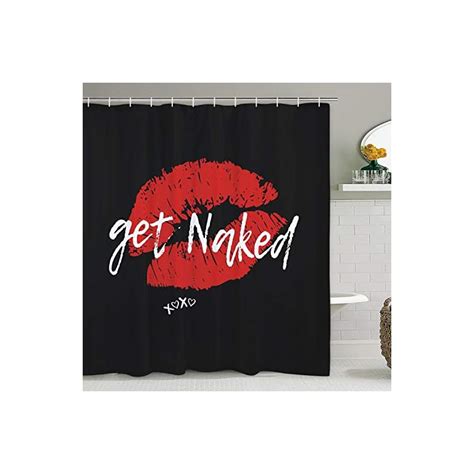 Get Naked Shower Curtain Sexy Lips Shower Curtain With Hooks Funny Kiss Shower Curtain