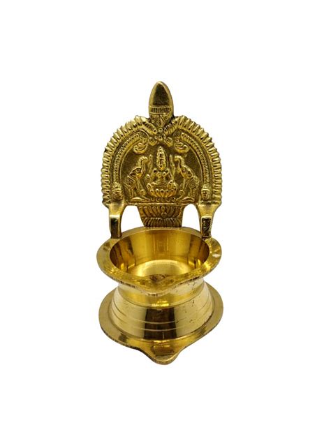 Buy Ziaon Madurai Sri Meenakshi Pure Brass Golden Ashtalakshmi Vilakku