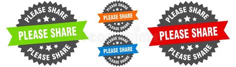 Please Share Sign. Round Ribbon Label Set. Seal Stock Vector ...