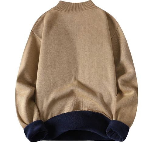 Hinvhai Seasonal Clearance Winter New Cashmere Warm Pullover Solid Color Knitwear Sweater Men