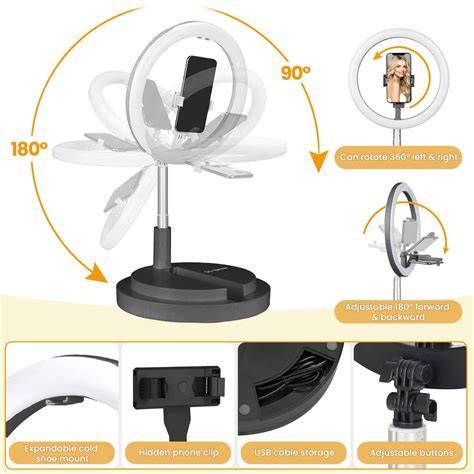 TARION Foldable Ring Light With Stand 11 8 Selfie Ring Light With