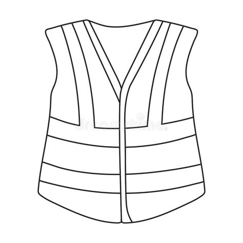 Outline Reflective Vest Vector Icon Isolated Black Simple Line Element