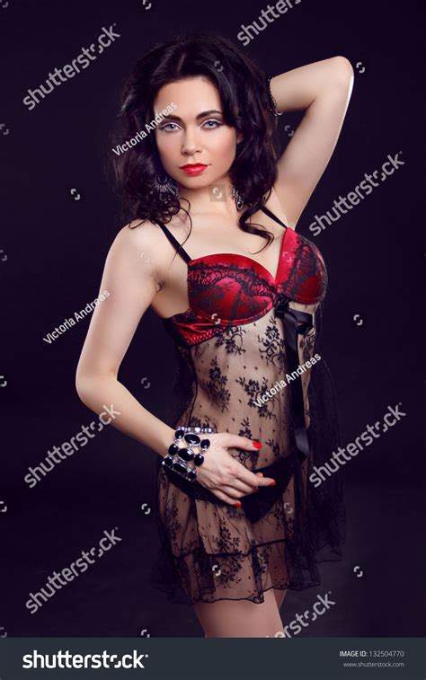 Beautiful Sexy Girl Wearing Red Lingerie Stock Photo 132504770 Shutterstock