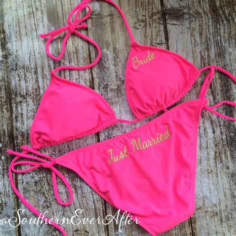 Monogrammed Bridal Bikini Just Married Honeymoon Swim Suit