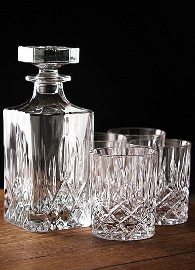 Mid Century Barware Whiskey Decanter Crystal Glass Square Decanter