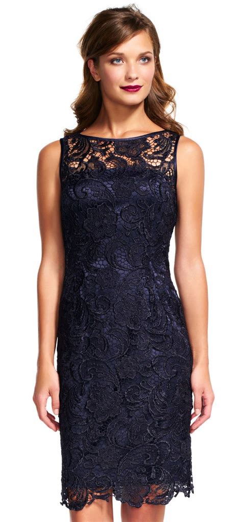 Adrianna Papell Illusion Neck Lace Sheath Dress Lace Sheath Dress