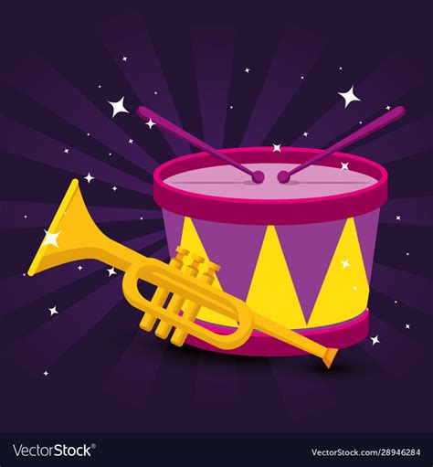 Mardi Gras Trumpet And Drum Design Royalty Free Vector Image