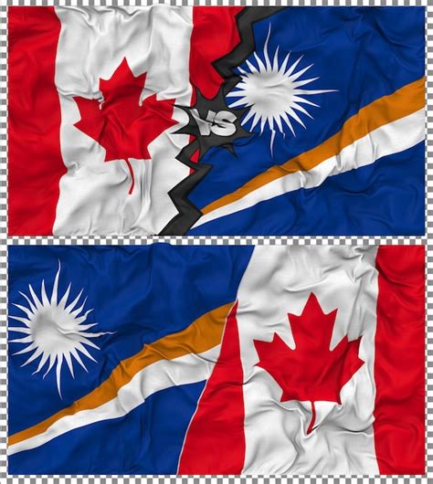 Premium Psd Marshall Islands Vs Canada Half Combined Flag Cloth Bump