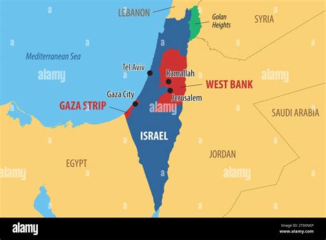 Mapa Vectorial De Israel Y Palestina Que Muestra Las Reas De