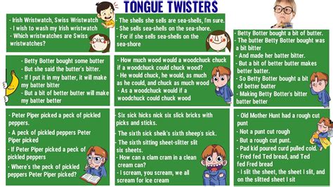 Tongue Twisters Popular Tongue Twisters To Improve Your