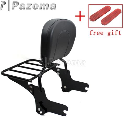 Black Motorcycle Detachable Passenger Rear Seat Backrest Pad Sissy Bar