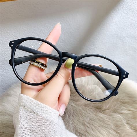 0 600 Myopia Glasses New Round Anti Blue Light Eyes Retro Flat