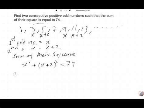 Find Two Consecutive Positive Odd Numbers Such That The Sum Of Their