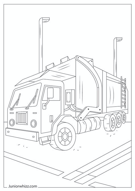 Garbage Truck Coloring Pages for Kids (12 Printable PDFs)