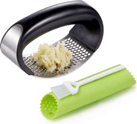 Garlic Press Rocker Silicon Garlic Peeler Stainless Steel