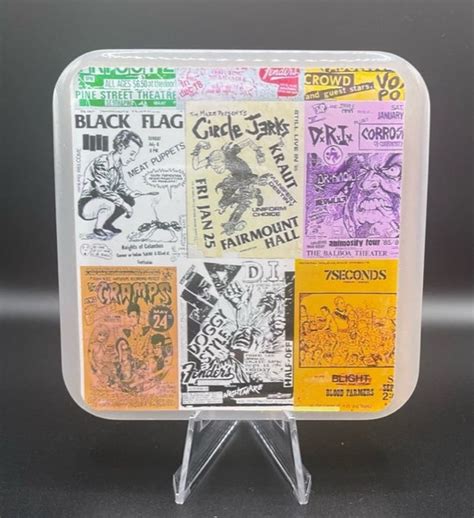 1980 S Punk Rock Flyers Coaster Original Design From Actual Flyers Etsy