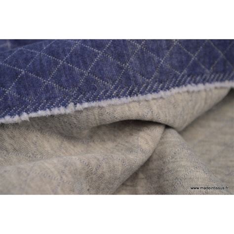 tissu matelassé bleu denim jersey coton pas cher pour confection