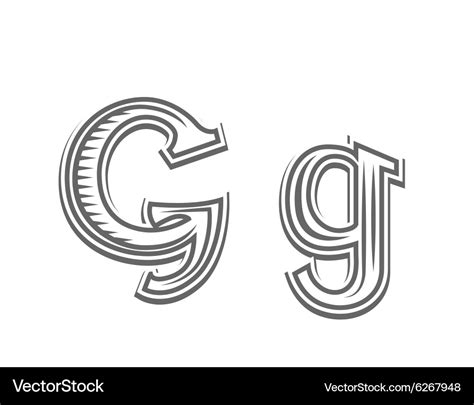 Font tattoo engraving letter g Royalty Free Vector Image