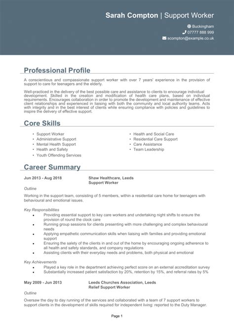 Support Worker Cv Examples That Will Get You Hired