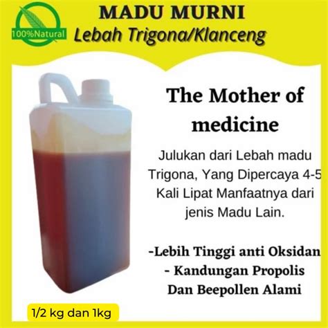 MADU ASLI MURNI ORIGINAL 1 KG MADU KLANCENG SUPER LEBAH TRIGONA