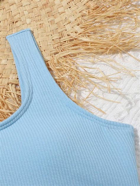 Tween Girl Ribbed Knit Bikini Set Summer Beach Shein Usa