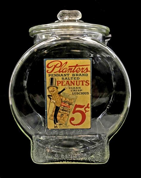 Lot Vintage Planters Peanuts Advertising Glass Jar