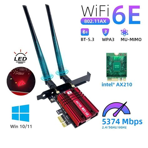 Купить Сетевая карта SYONCON Intel AX210 PCI E 5374Mbps WiFi 6E AX 6Ghz