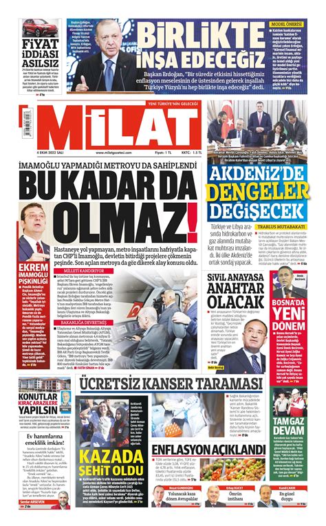 Milat Gazetesi Ekim Sal G N Man Eti