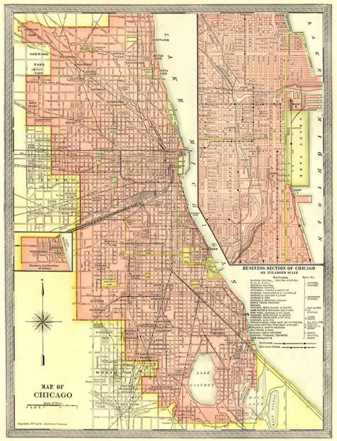 Map of Chicago Inset Maps of Northern Continuation of Chicago Business