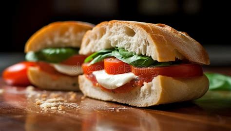 Freshness On A Wooden Table Grilled Sandwich Healthy Meal Generated By